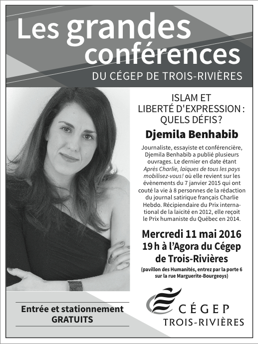 Affiche conférence Djemila Benhabib 2016