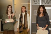 Sur la photo de gauche à droite : Catherine Lalande (récipiendaire du 3e Prix du Concours femmes philosophes 2023), Naïma Hamrouni (titulaire de la Chaire de recherche du Canada en éthique féministe) et Natacha Giroux (enseignante en philosophie).
